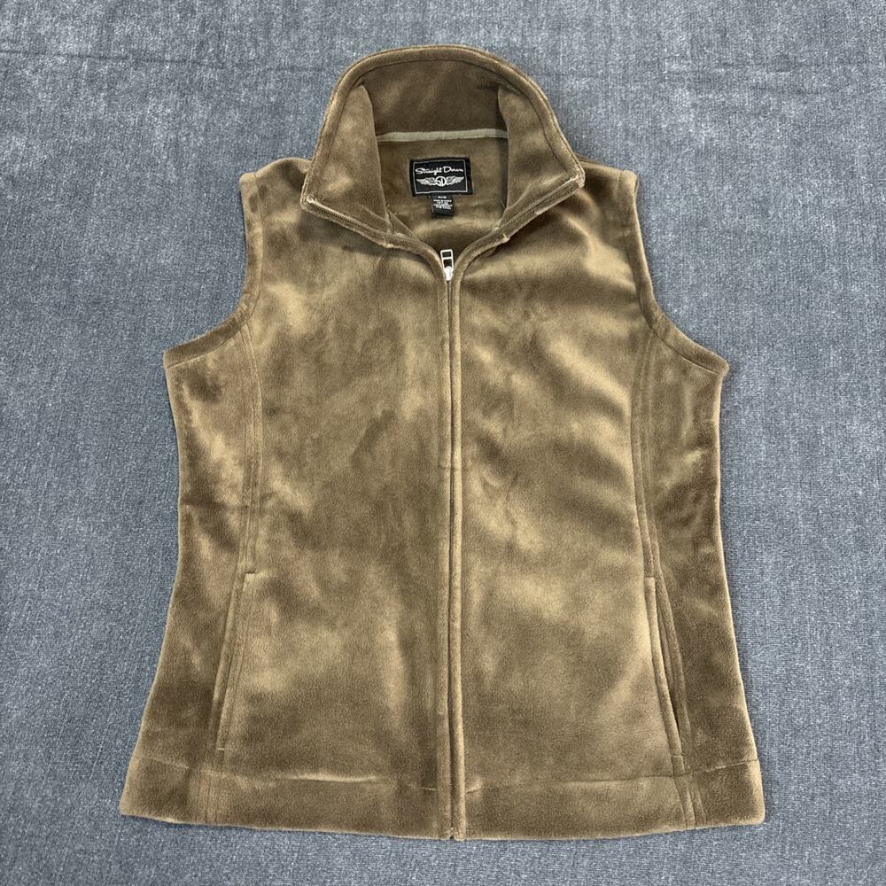 Straight Down Fleece Full Zip Vest Women Medium Brown Golf Vest